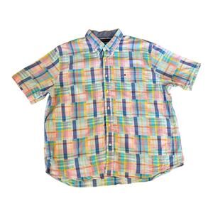 Crown & Ivy Pastel Plaid Men's Spring Classic Fit Shortsleeve Button Down